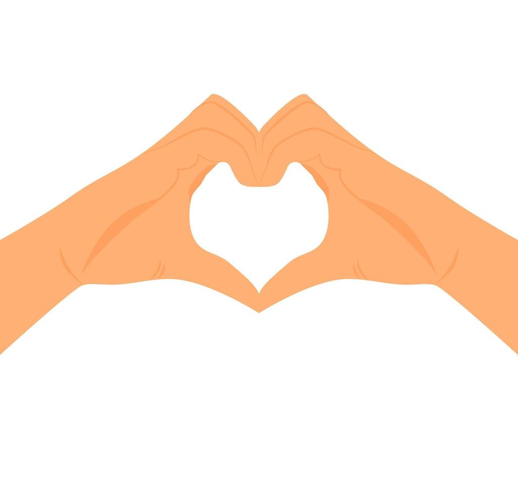 Stylized hands fold the shape of a heart. finger gesture. element for design. Vector illustration on an isolated white background.