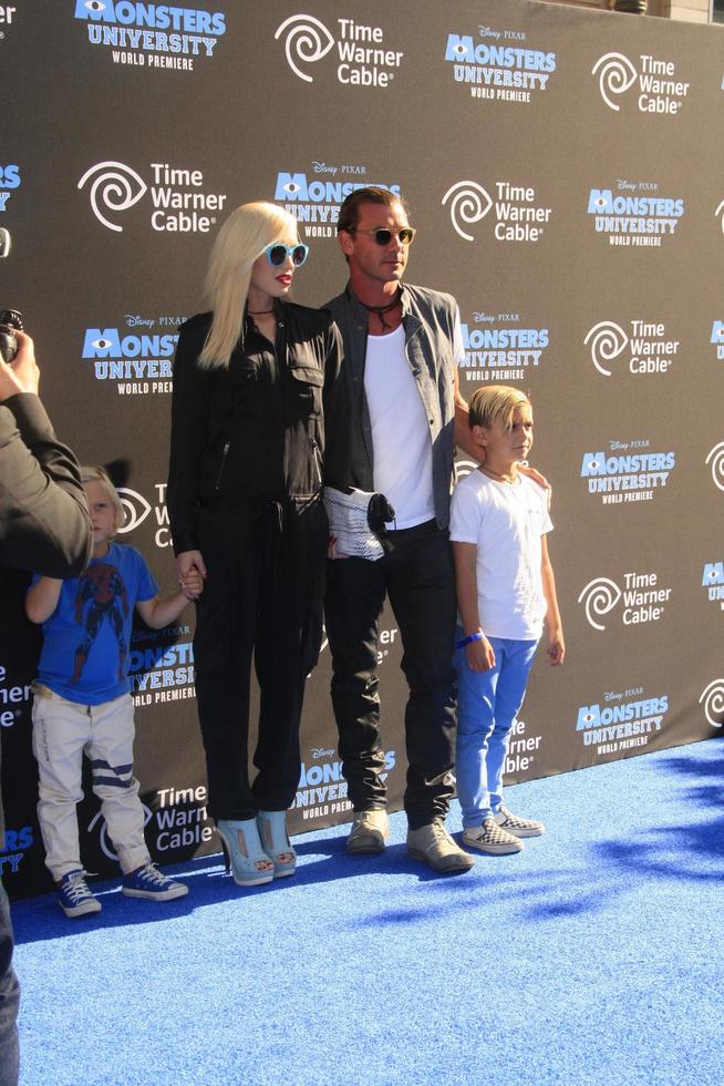 LOS ANGELES, JUN 17 - Zuma Rossdale, Gwen Stefani, Kingston Rossdale, Gavin Rossdale at the Monsters University Premiere at El Capitan Theater on June 17, 2013 in Los Angeles, CA photo