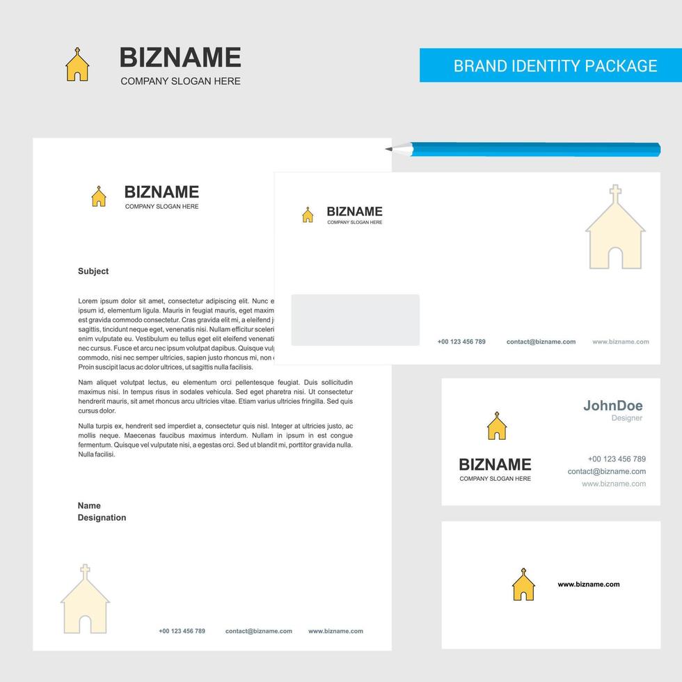 Church Business Letterhead Envelope and visiting Card Design vector template