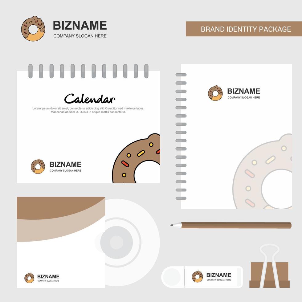 Doughnut Logo Calendar Template CD Cover Diary and USB Brand Stationary Package Design Vector Template