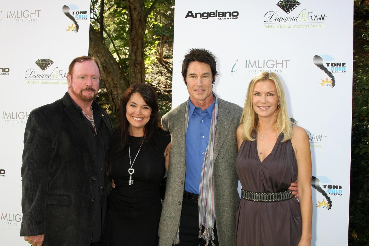 LOS ANGELES, OCT 16 - Wally Crowder, Devin DeVasquez, Ronn Moss, Katherine Kelly Lang arriving at the 2011 Stuntwomen Awards at the Skirball Cultural Center on October 16, 2011 in Los Angeles, CA photo