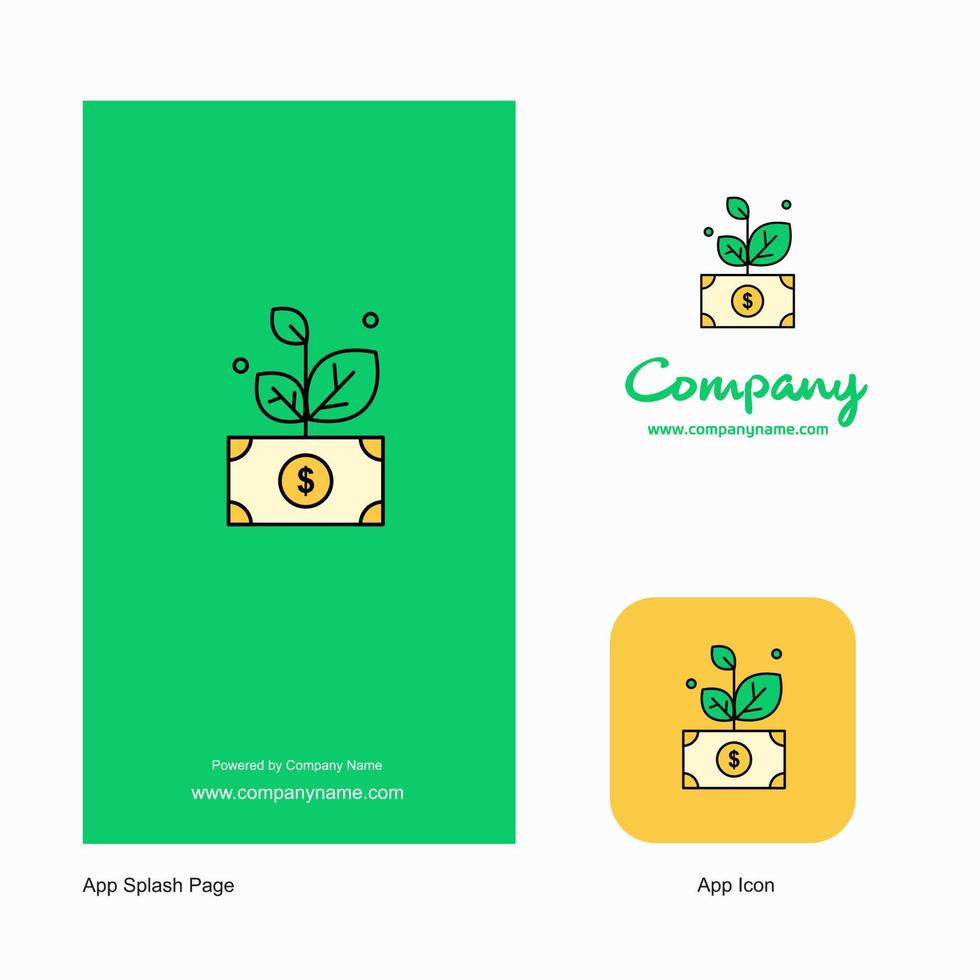 icono de la aplicación del logotipo de la empresa money plant y diseño de la página de presentación elementos de diseño de aplicaciones comerciales creativas vector