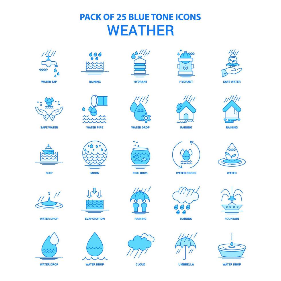 Weather Blue Tone Icon Pack 25 Icon Sets vector