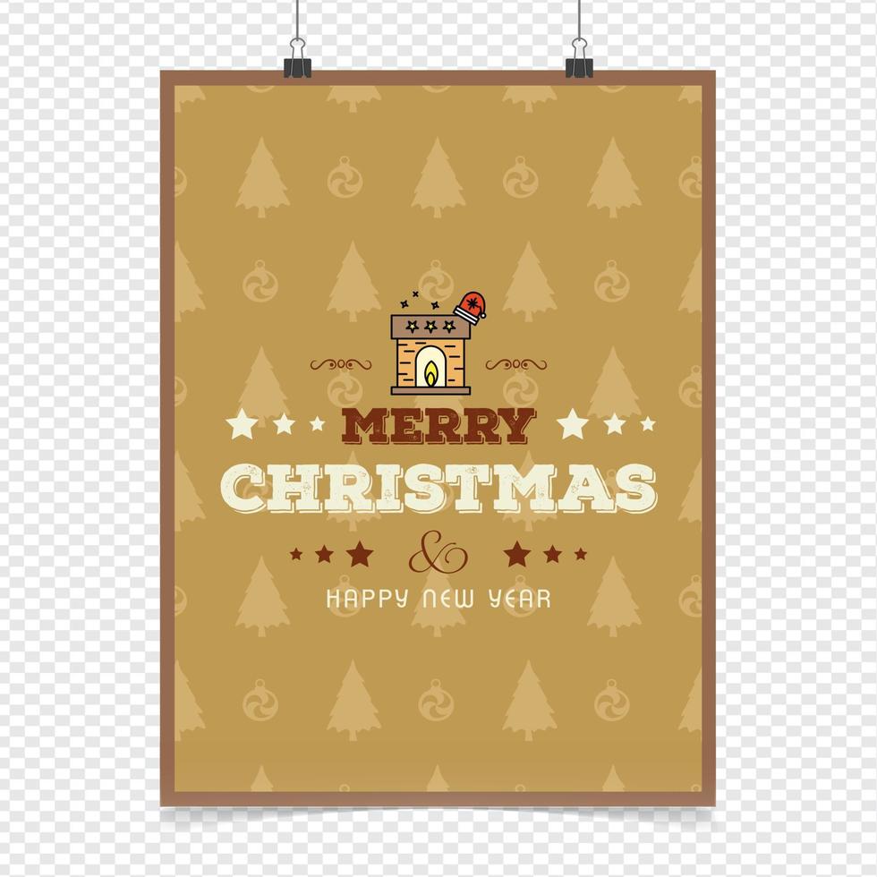 Christmas card design with elegant design and brown background vector