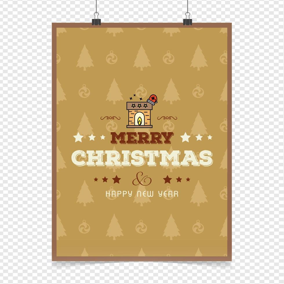 diseño de tarjeta de navidad con diseño elegante y vector de fondo marrón