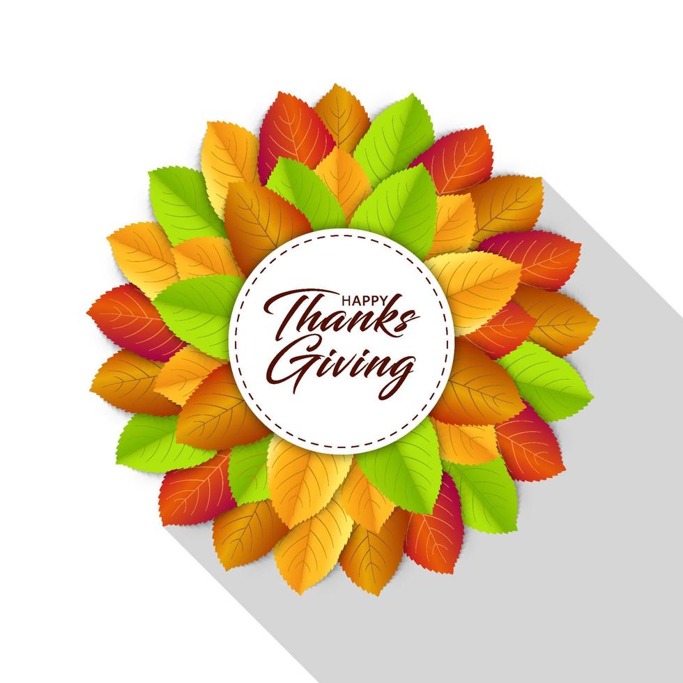 modern happy thanksgiving day background with autumn leaves. bouquet of autumn leaves. vector