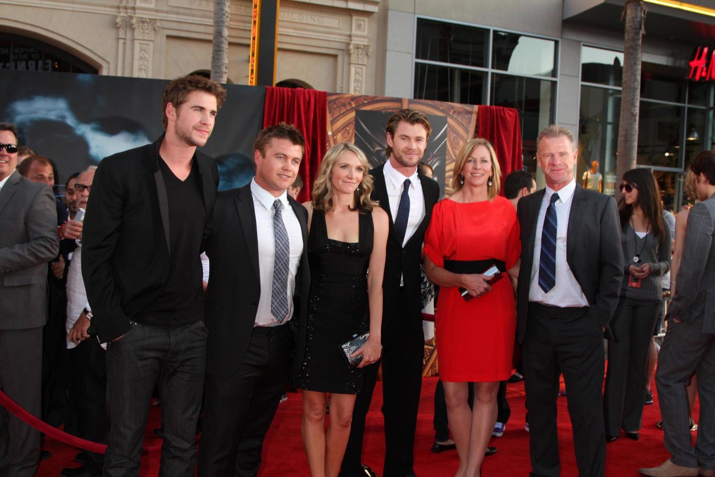 LOS ANGELES, MAY 2 - Liam Hemsworth, Chris Hemsworth, family arriving at the Thor World Premiere at El Capitan theater on May 2, 2011 in Los Angeles, CA photo