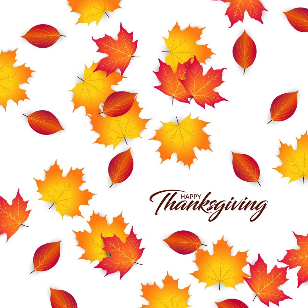 modern happy thanksgiving day background with autumn leaves. fall leaves background. maple leaves vector