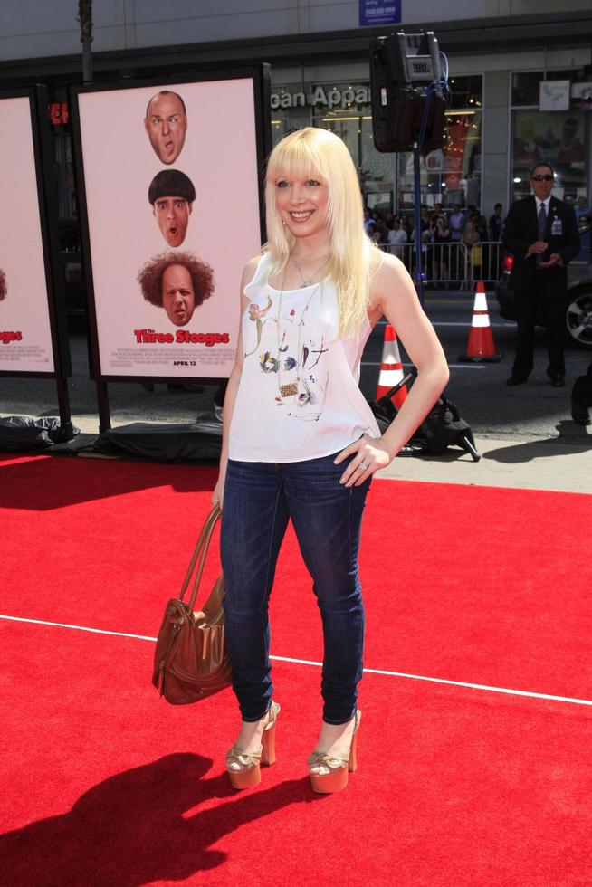 LOS ANGELES, APR 10 - Courtney Peldon arrives at The Three Stooges Premiere at Graumans Chinese Theater on April 10, 2012 in Los Angeles, CA photo