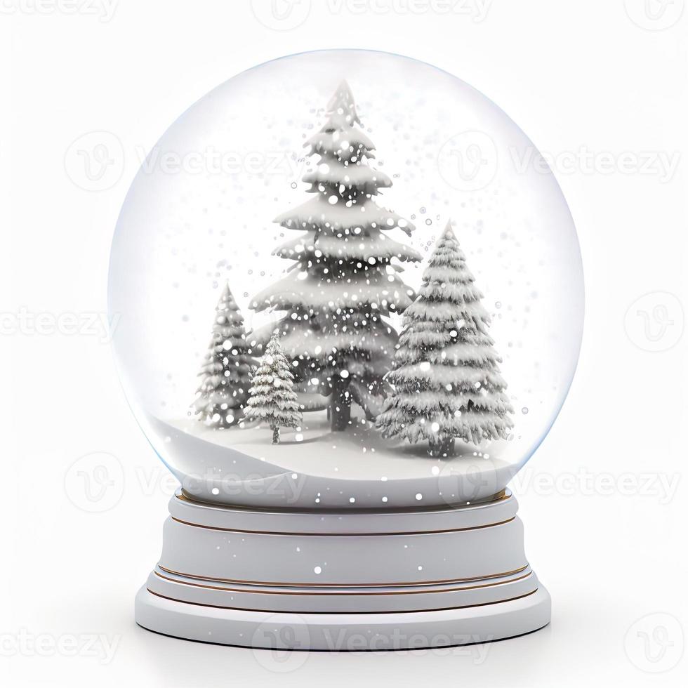 3d christmas snow globe on isolated white background. Holiday, celebration, december, merry christmas photo
