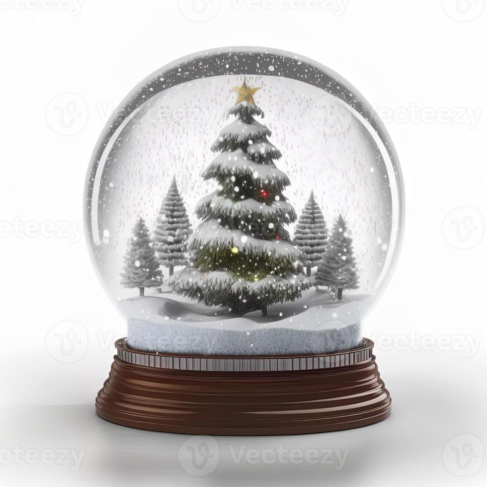 3d christmas snow globe on isolated white background. Holiday, celebration, december, merry christmas photo