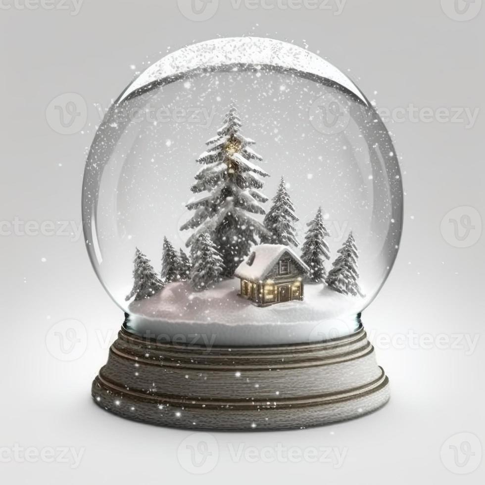 3d christmas snow globe on isolated white background. Holiday, celebration, december, merry christmas photo