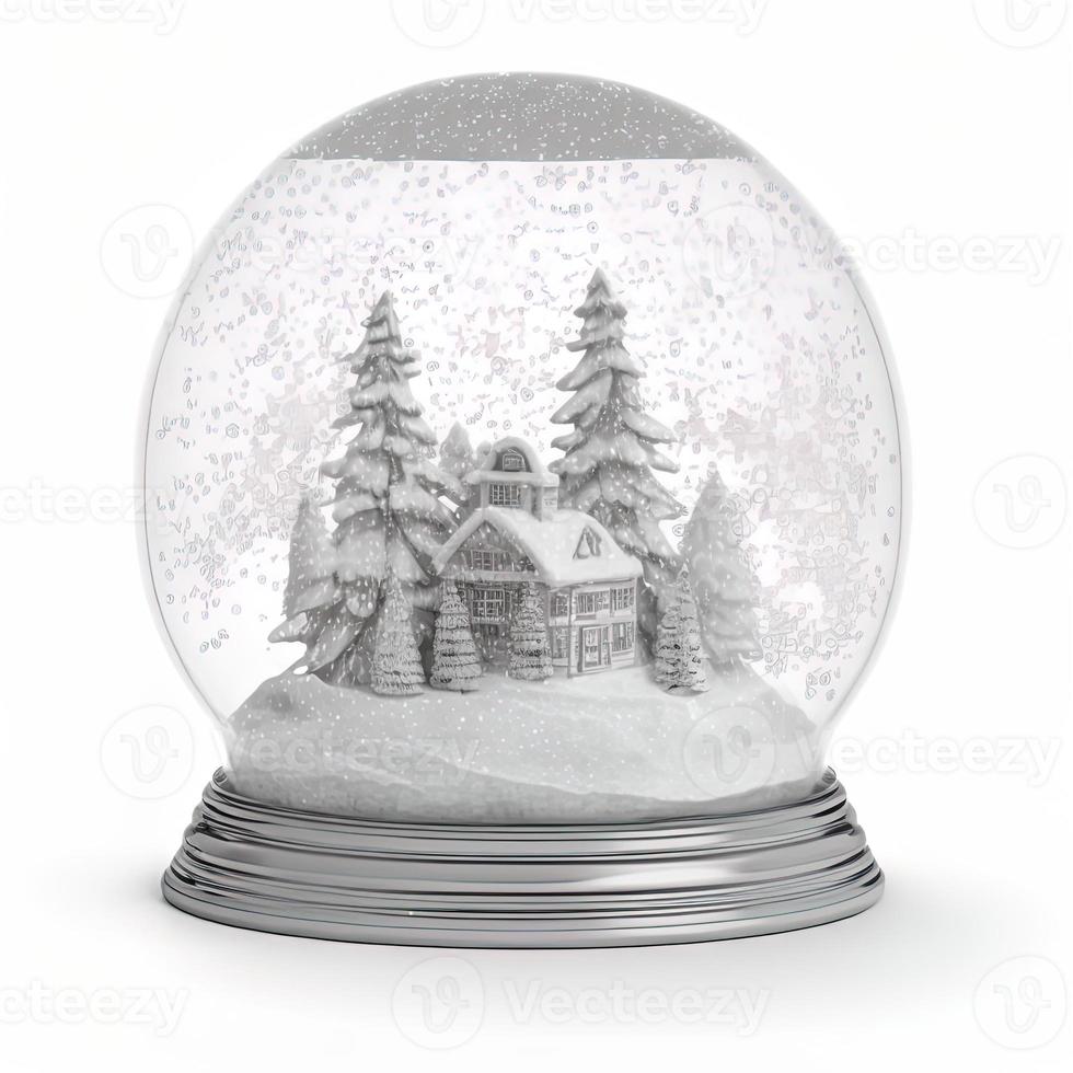 3d christmas snow globe on isolated white background. Holiday, celebration, december, merry christmas photo