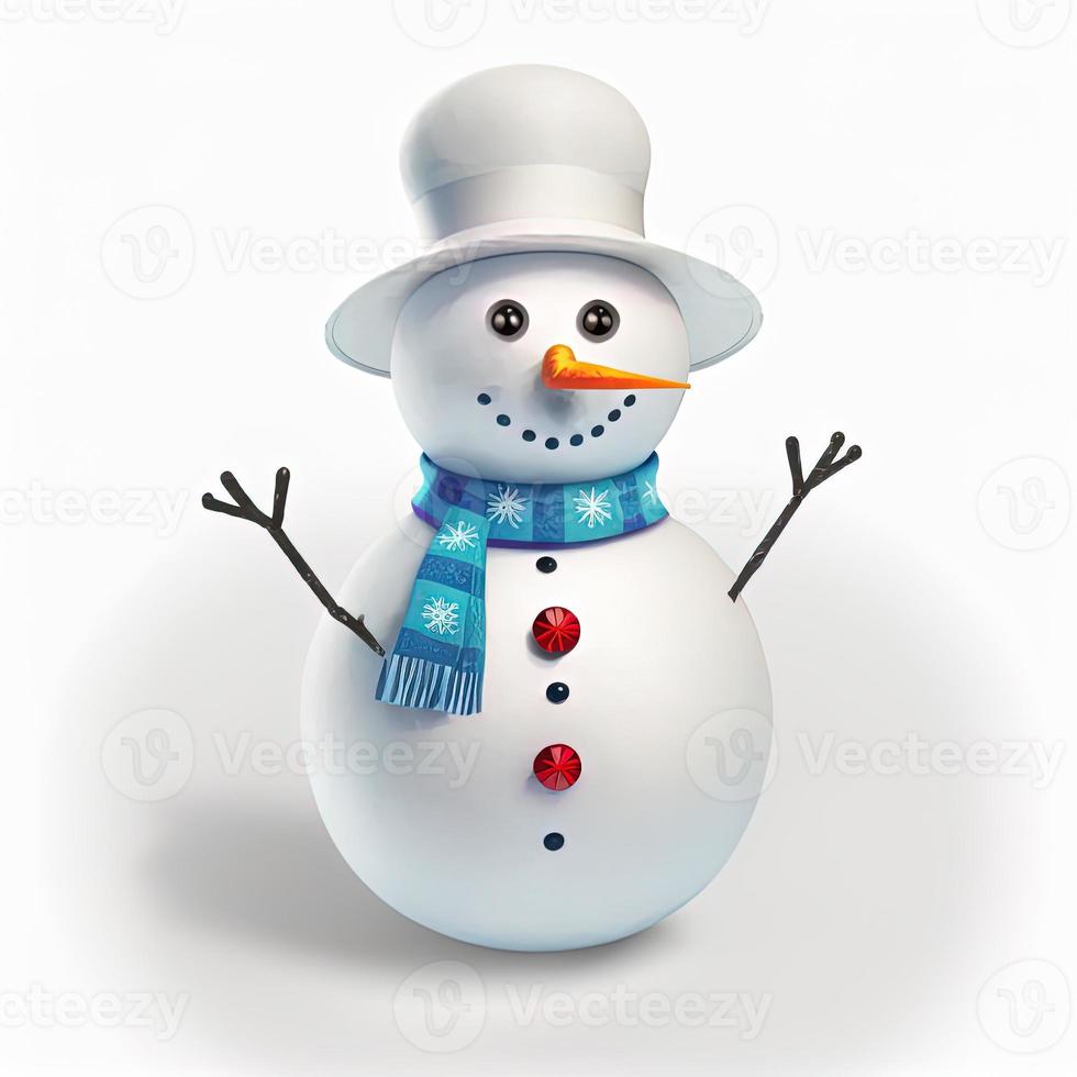 3d christmas snow man on isolated white background. Holiday, celebration, december, merry christmas photo