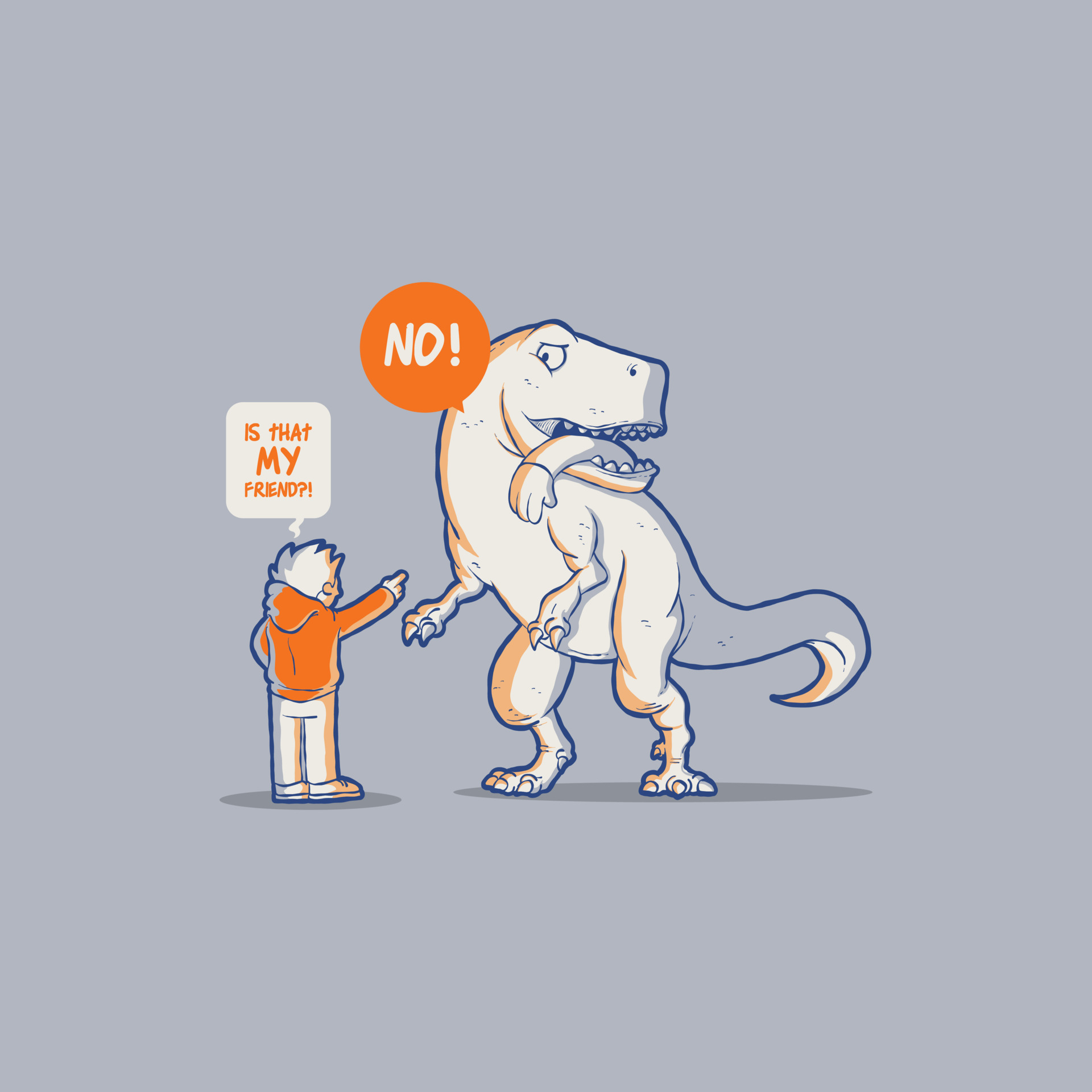 A Person asking a question to a TRex vector illustration. Comics, food, funny design concept