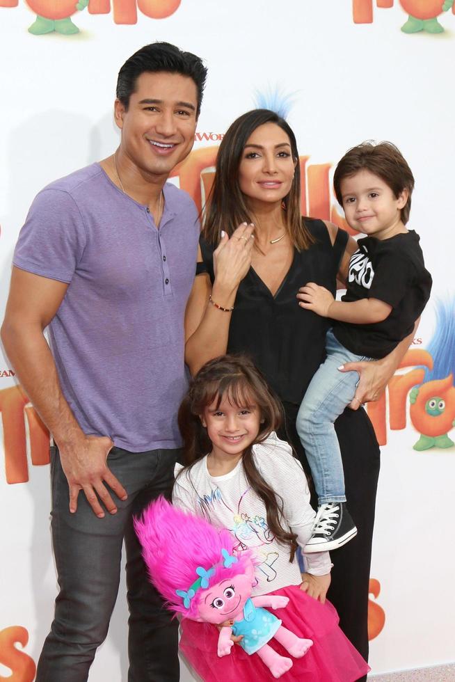 LOS ANGELES, OCT 23 - Mario Lopez, Gia Francesca Lopez, Courtney Laine Mazza, Dominic Lopez at the Trolls Premiere at Village Theater on October 23, 2016 in Westwood, CA photo