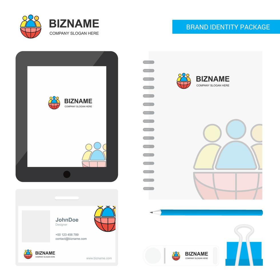 Group avatar Business Logo Tab App Diary PVC Employee Card and USB Brand Stationary Package Design Vector Template