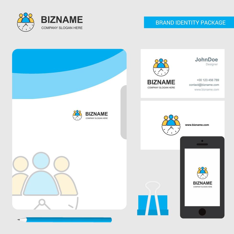 Team on time Business Logo File Cover Visiting Card and Mobile App Design Vector Illustration