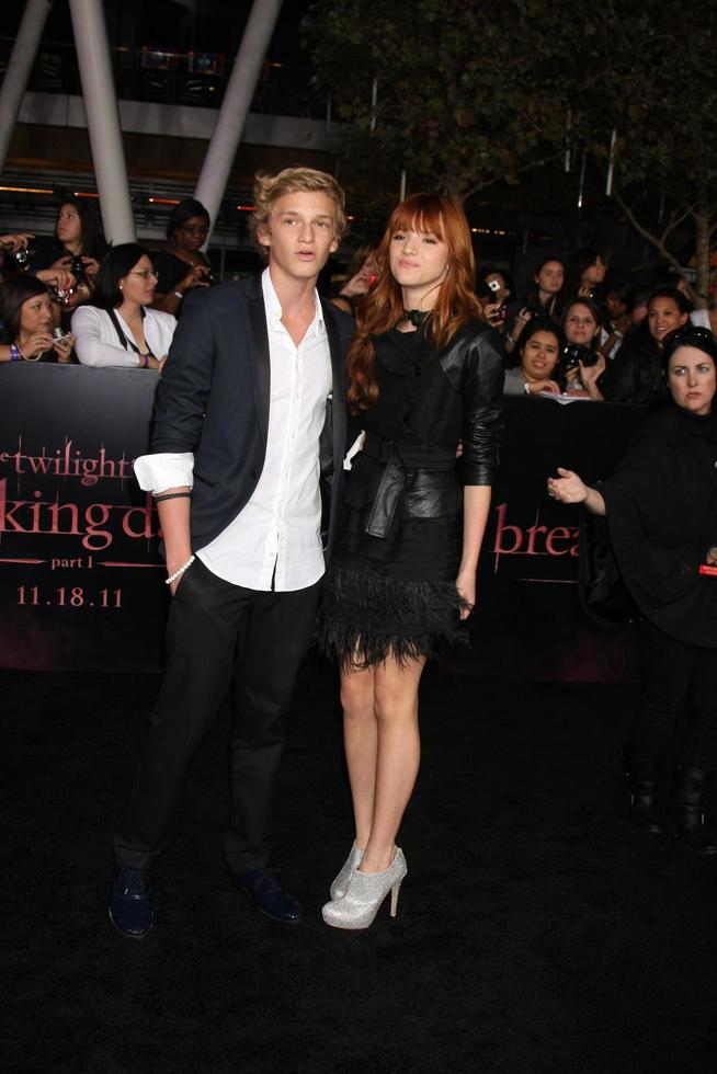 LOS ANGELES, NOV 14 - Cody Simpson, Bella Thorne arrives at the Twilight - Breaking Dawn Part 1 World Premiere at Nokia Theater at LA LIve on November 14, 2011 in Los Angeles, CA photo
