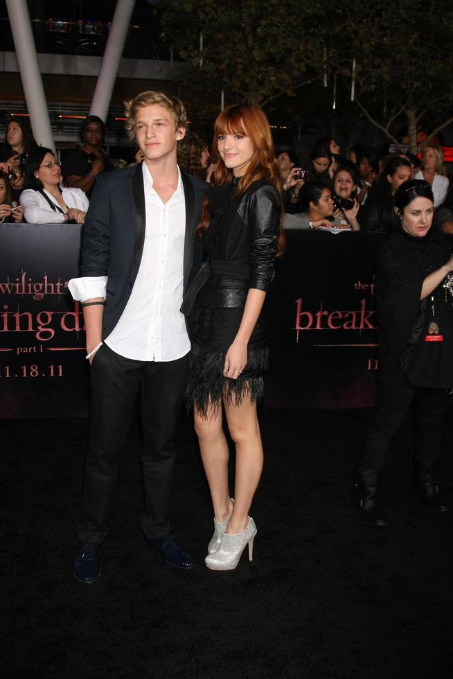 LOS ANGELES, NOV 14 - Cody Simpson, Bella Thorne arrives at the Twilight - Breaking Dawn Part 1 World Premiere at Nokia Theater at LA LIve on November 14, 2011 in Los Angeles, CA photo