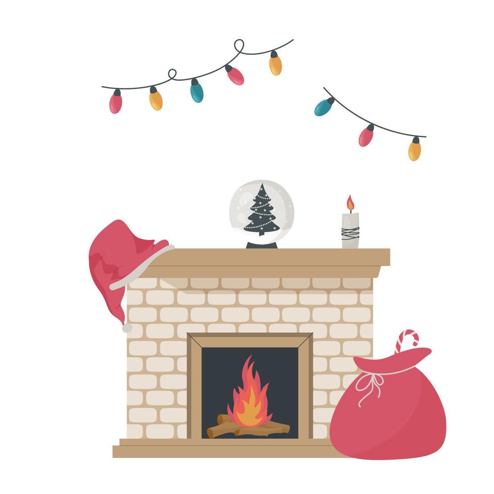 clip art de navidad con chimenea vector