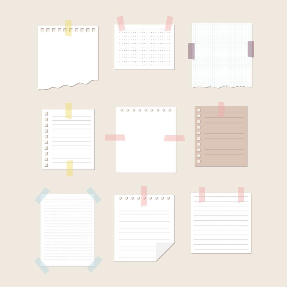 set of note papers vector