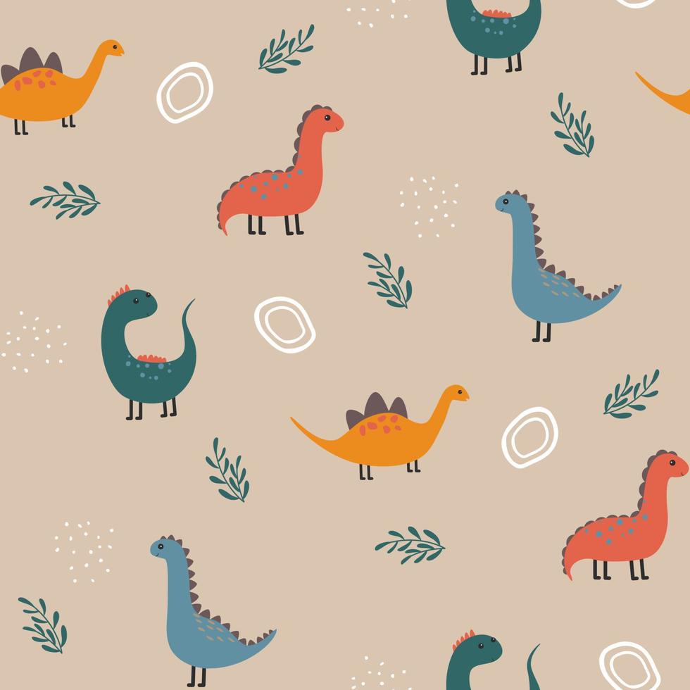 doodle dinosaurs pattern vector