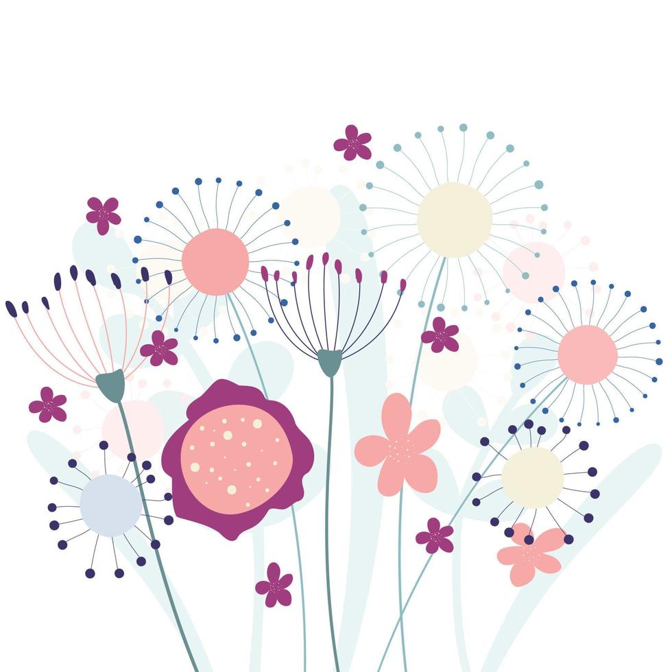 doodle flowers bouquet vector