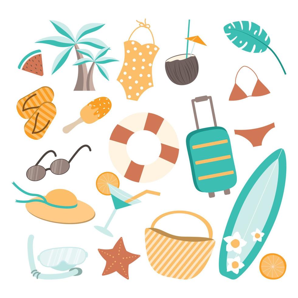 summer vacation accessories set vector