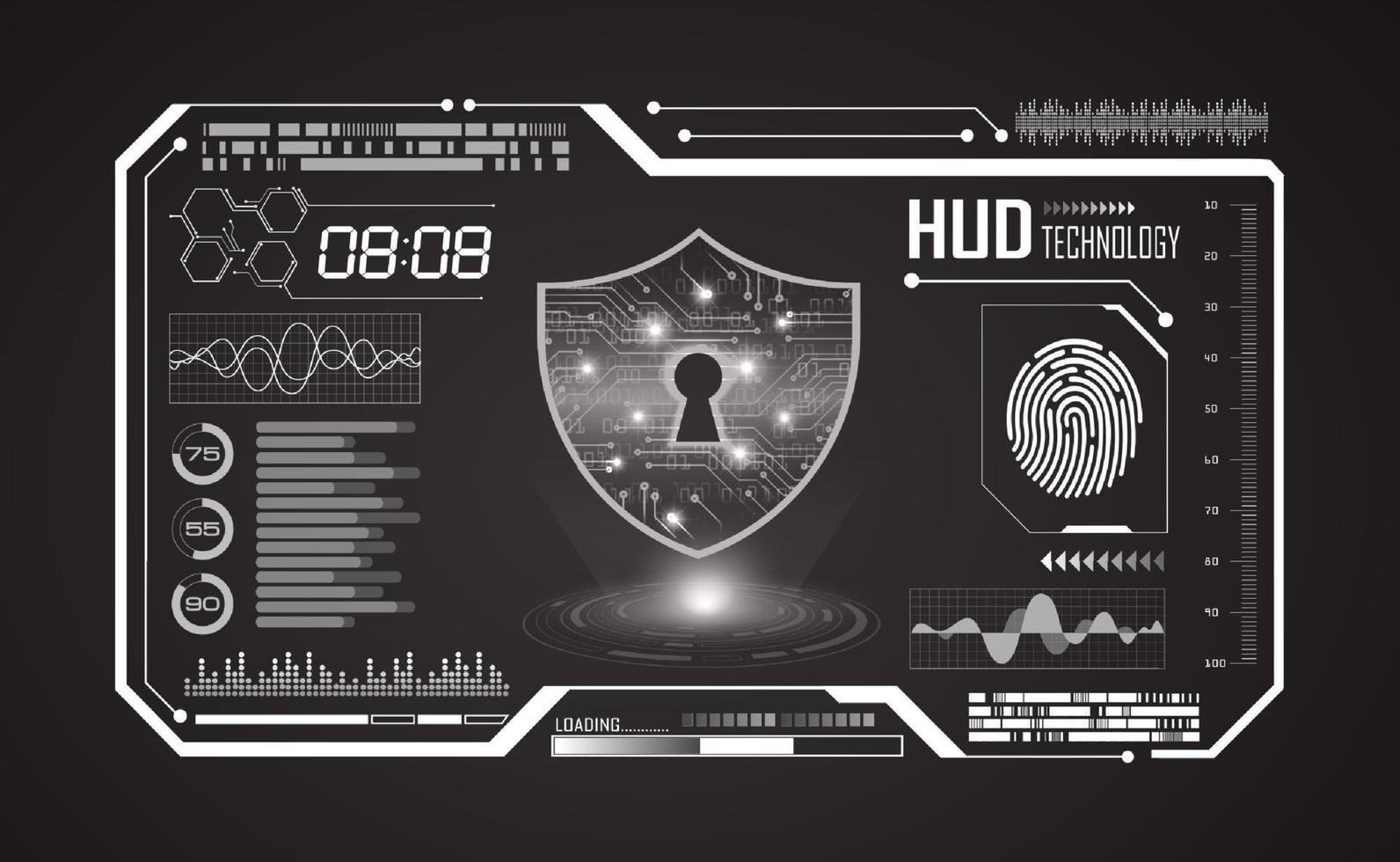 Modern HUD Technology Screen Background with lock vector