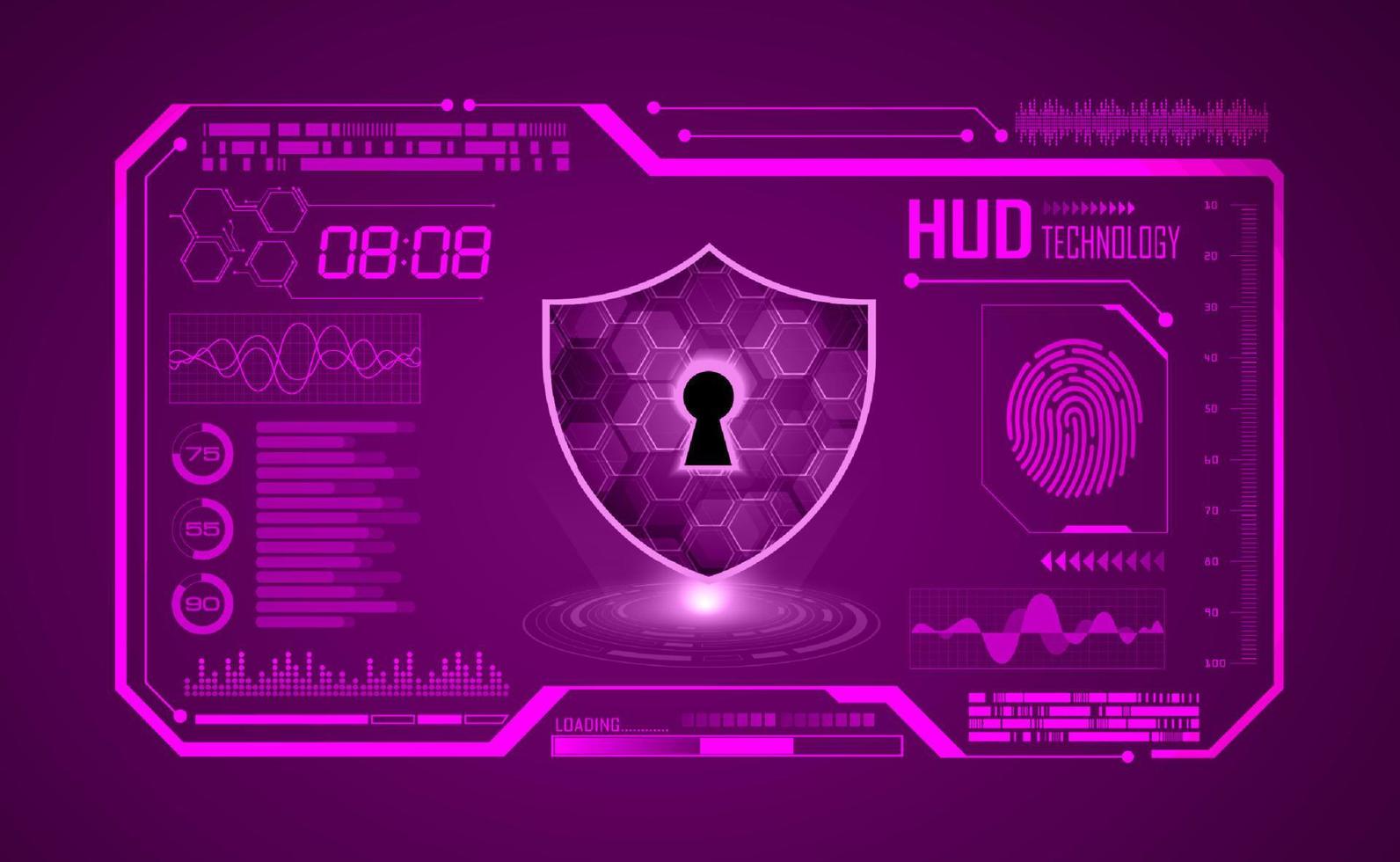 Modern HUD Technology Screen Background with lock vector