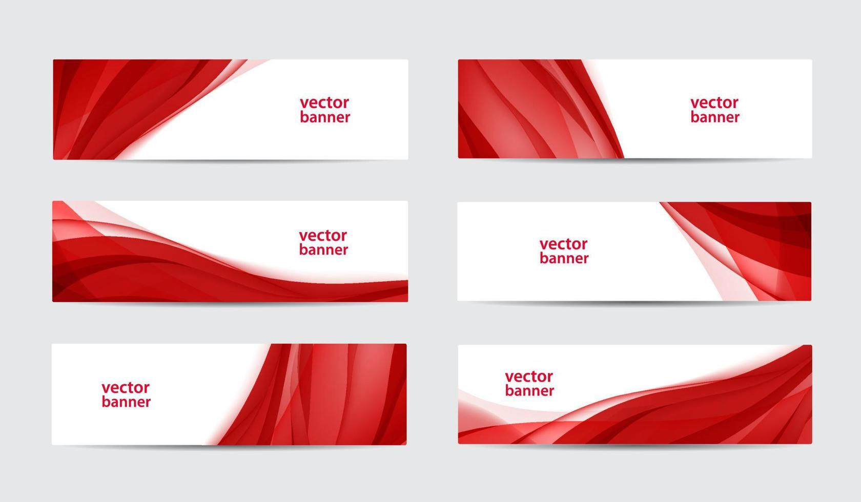 Vector set of abstract silk wavy headers, red banners. Use for web site, ad, brochure, flyer