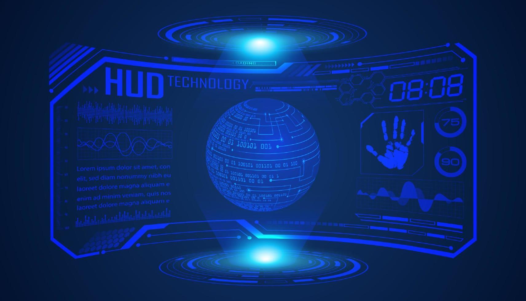 Modern HUD Technology Screen Background with blue globe vector