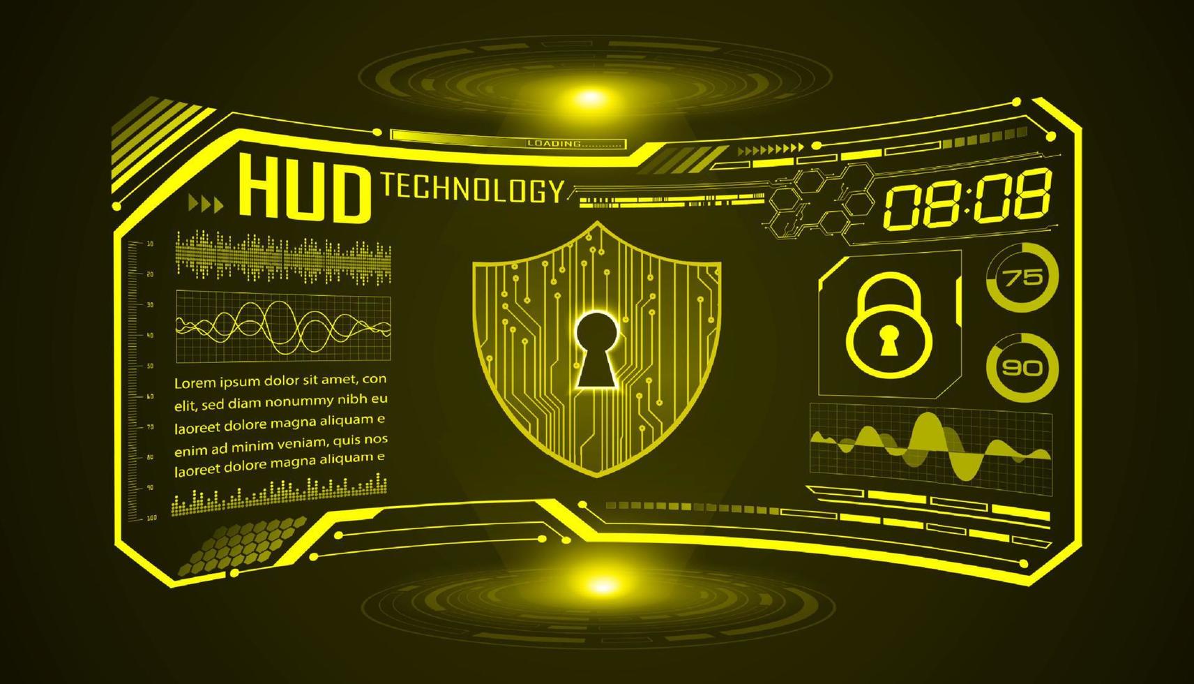 Modern HUD Technology Screen Background with lock vector