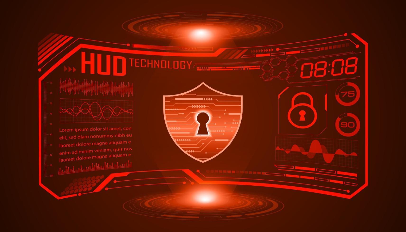 Modern HUD Technology Screen Background with lock vector