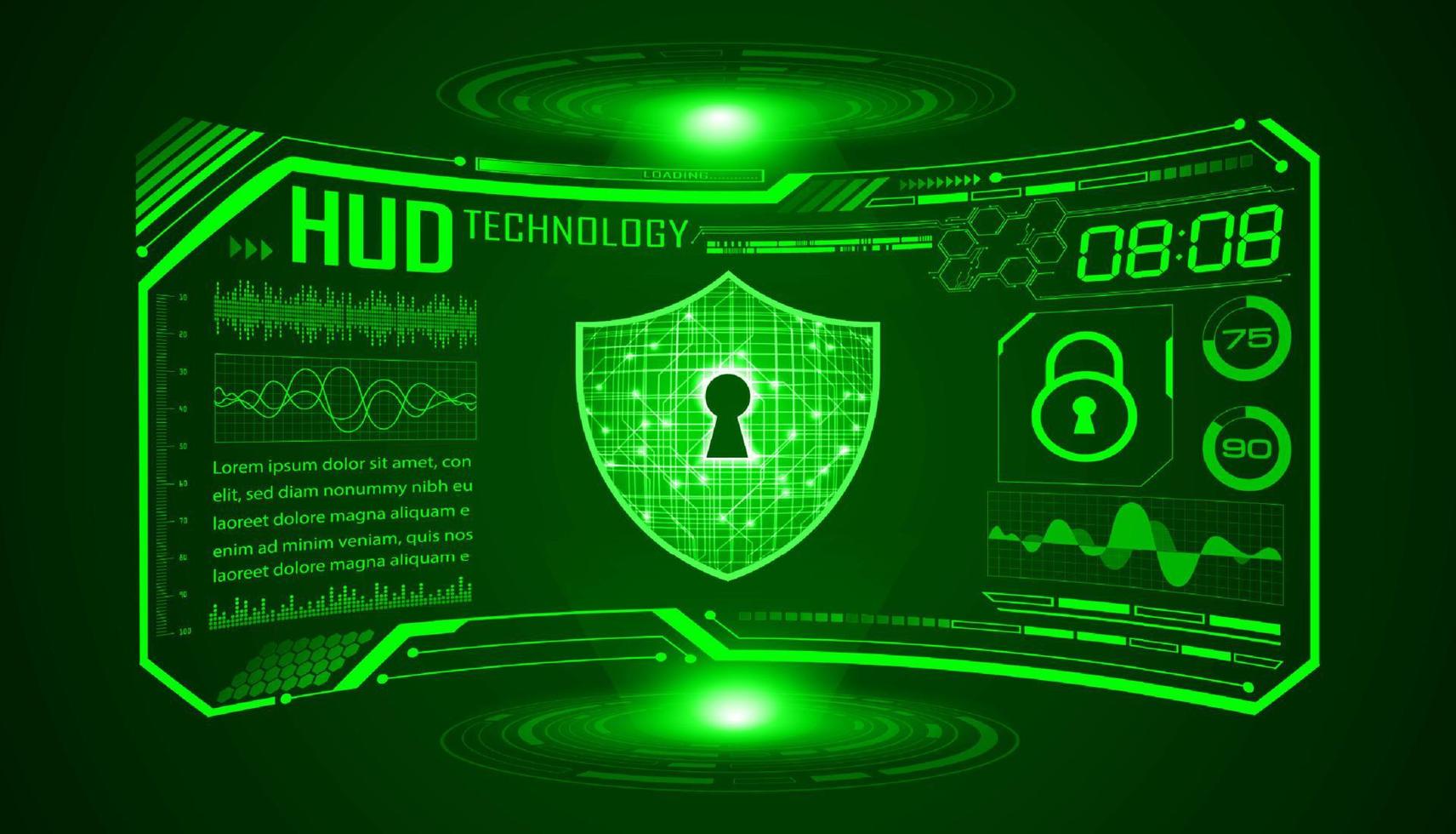 Modern HUD Technology Screen Background with lock vector