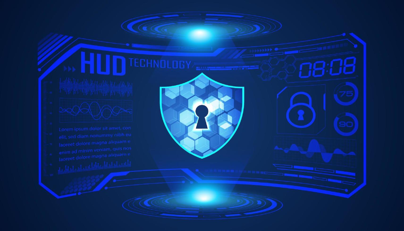 Modern HUD Technology Screen Background with lock vector