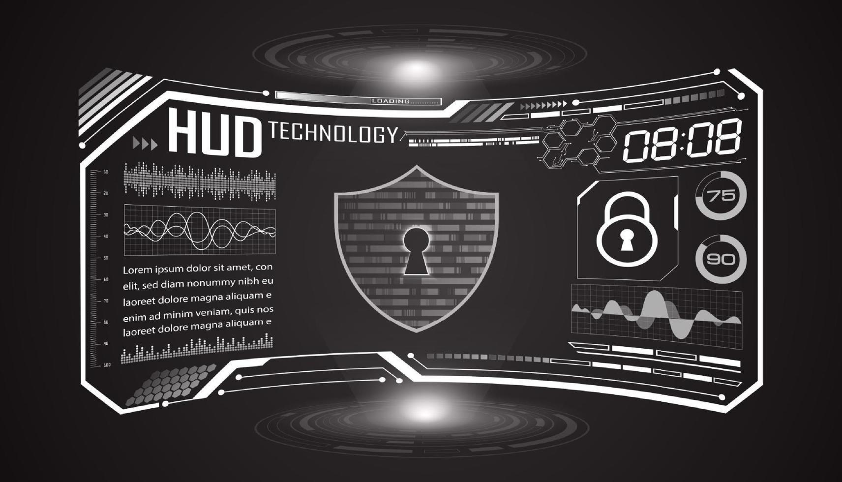 Modern HUD Technology Screen Background with lock vector