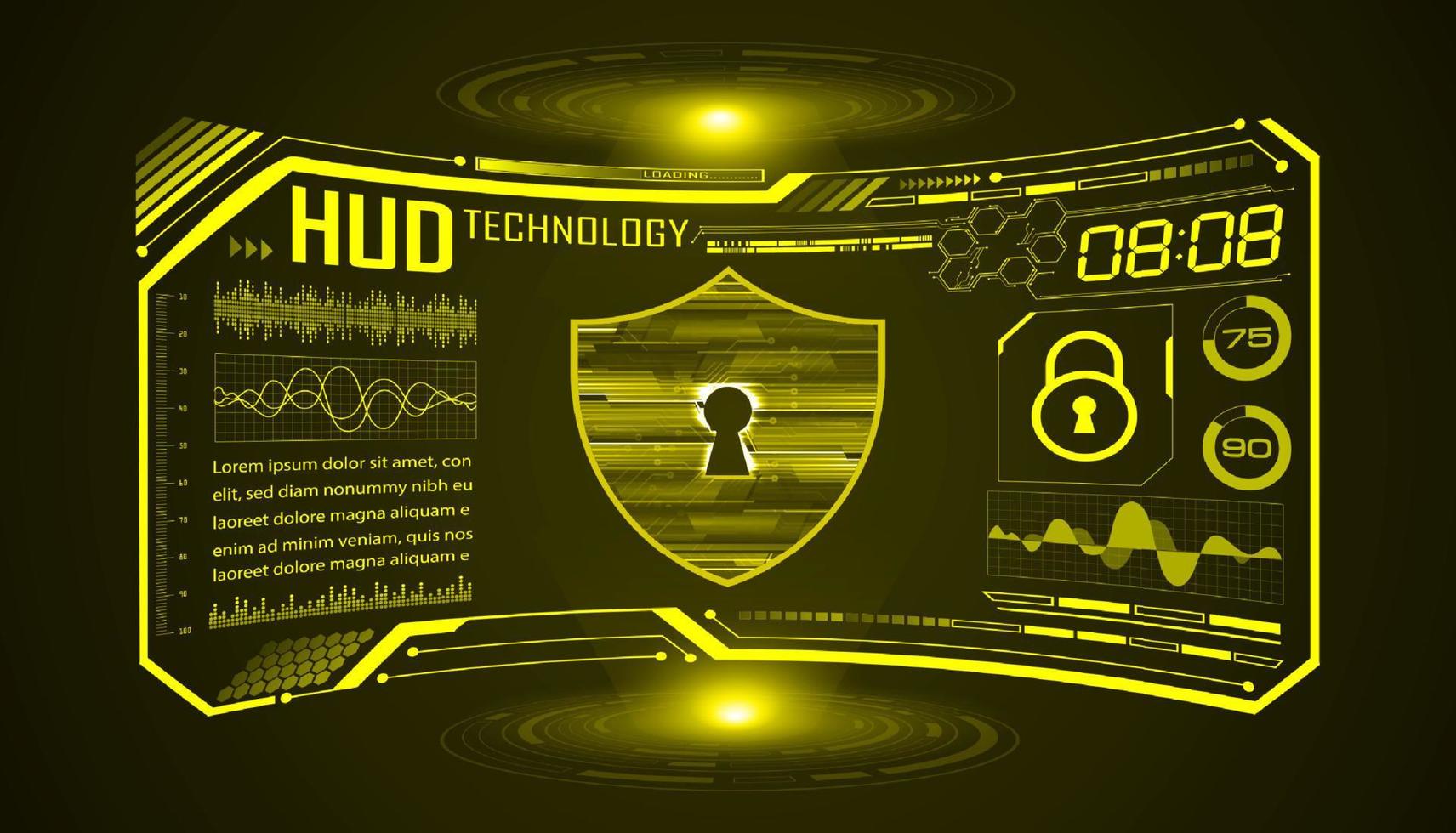 Modern HUD Technology Screen Background with lock vector