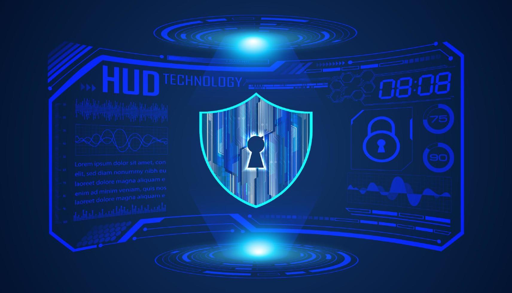 Modern HUD Technology Screen Background with lock vector