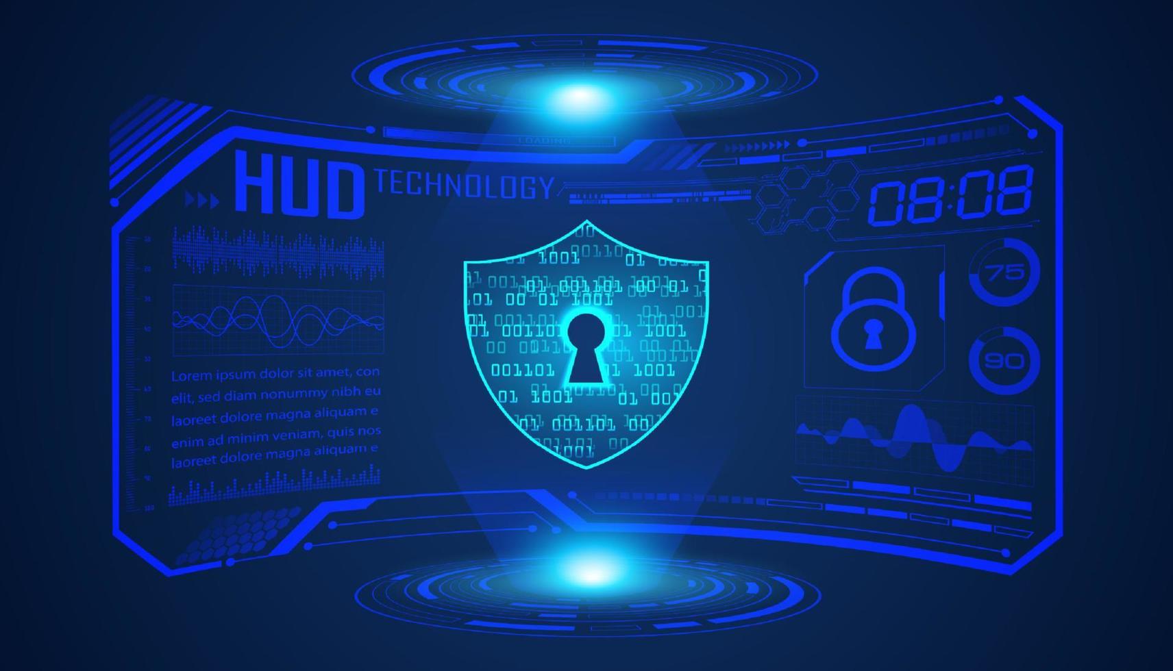 Modern HUD Technology Screen Background with lock vector
