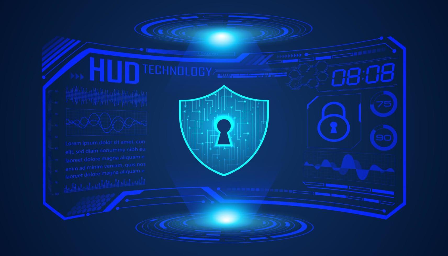 Modern HUD Technology Screen Background with lock vector