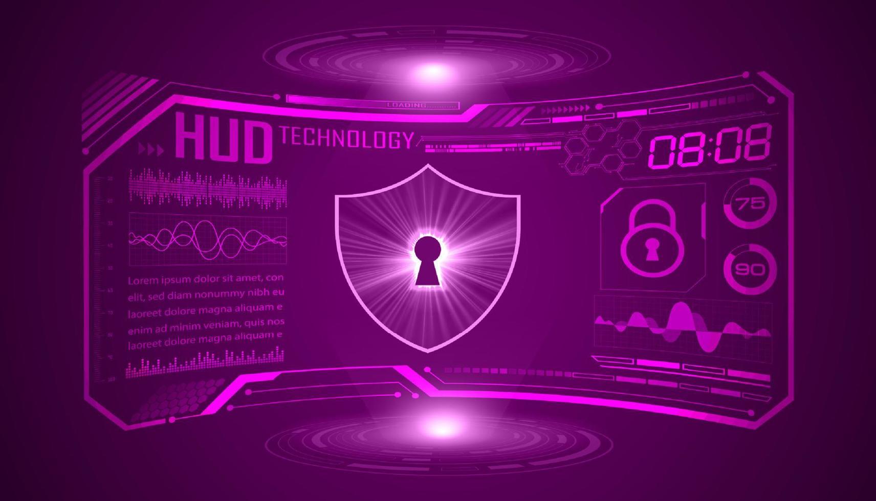 Modern HUD Technology Screen Background with lock vector