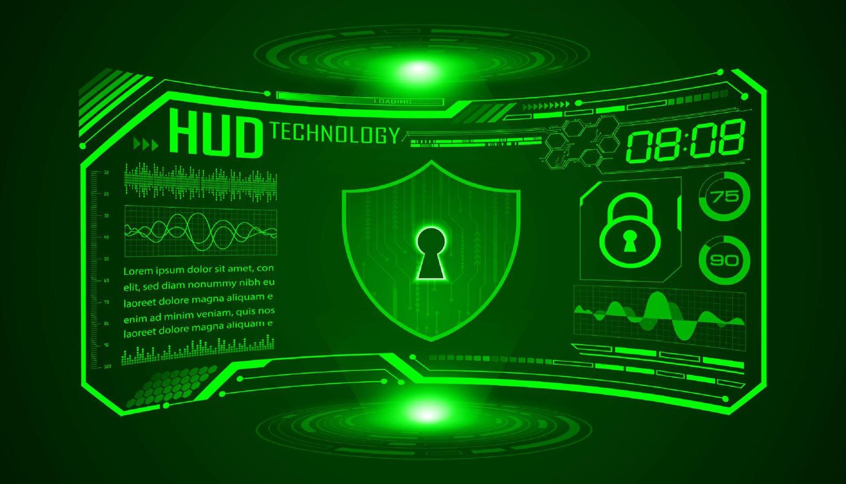 Modern HUD Technology Screen Background with lock vector