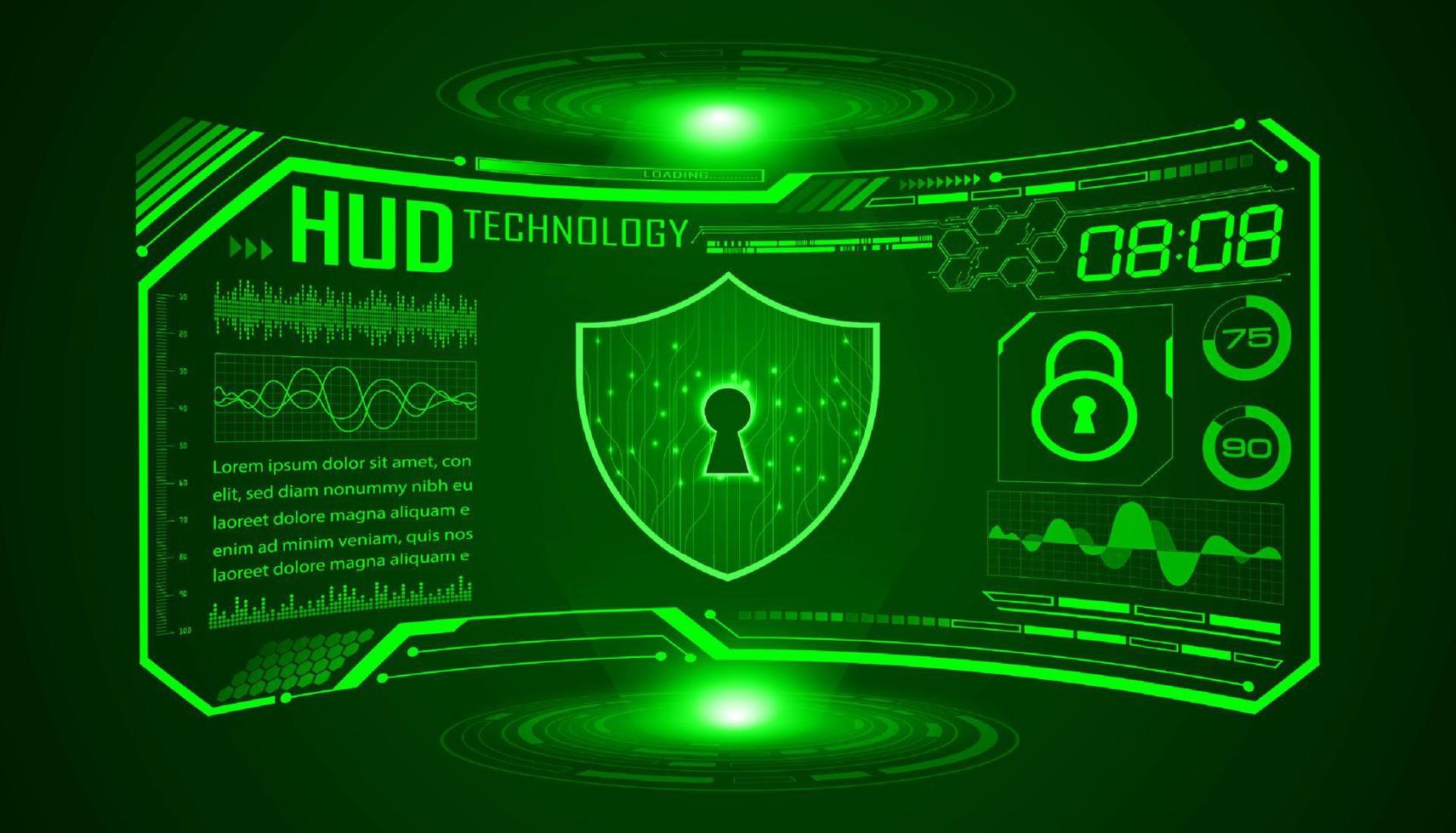 Modern HUD Technology Screen Background with lock vector