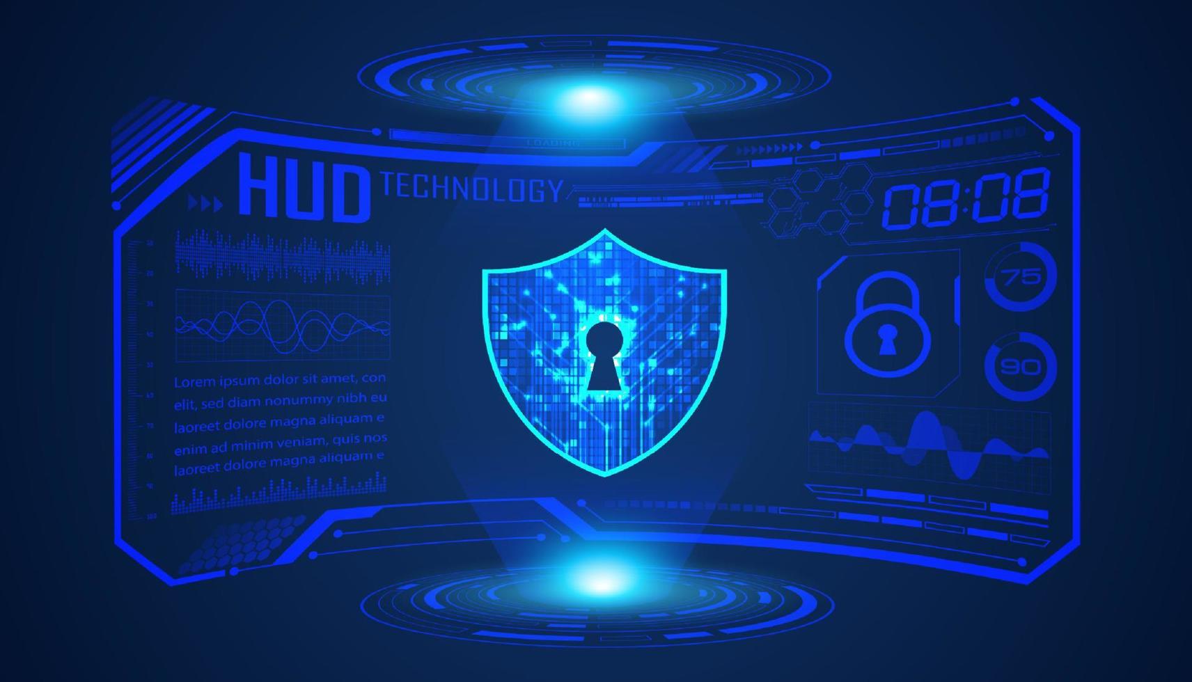 Modern HUD Technology Screen Background with lock vector
