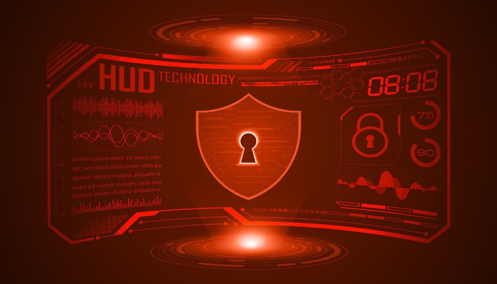 Modern HUD Technology Screen Background with lock vector