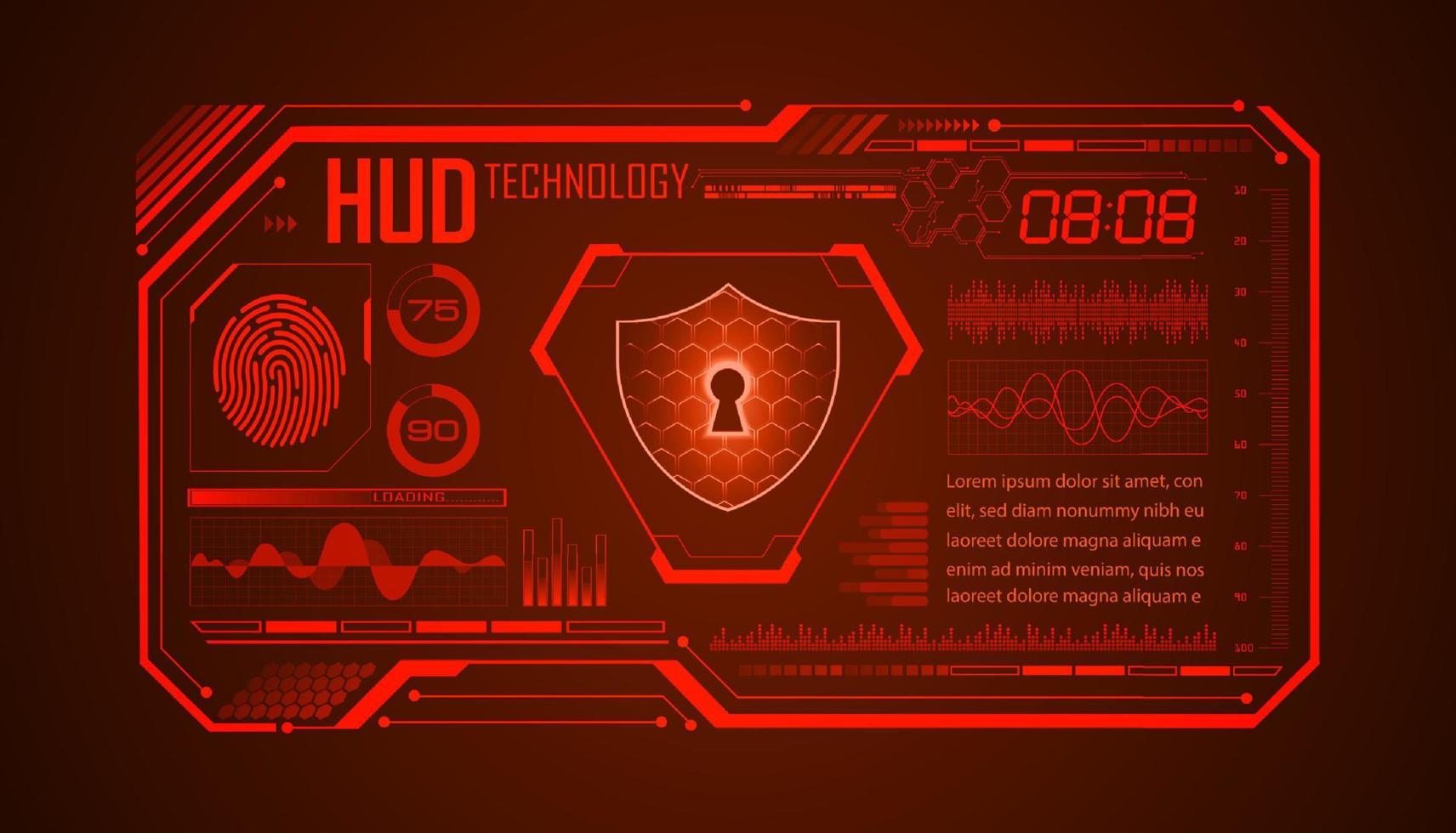 Modern HUD Technology Screen Background with lock vector