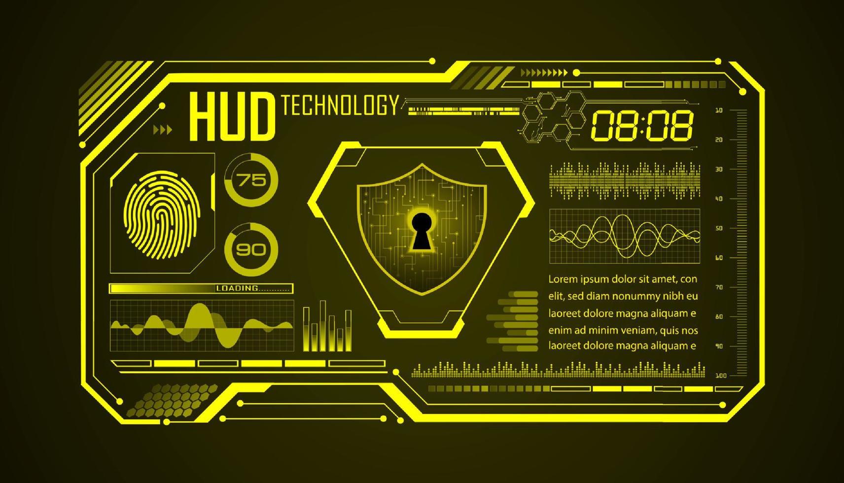 Modern HUD Technology Screen Background with lock vector