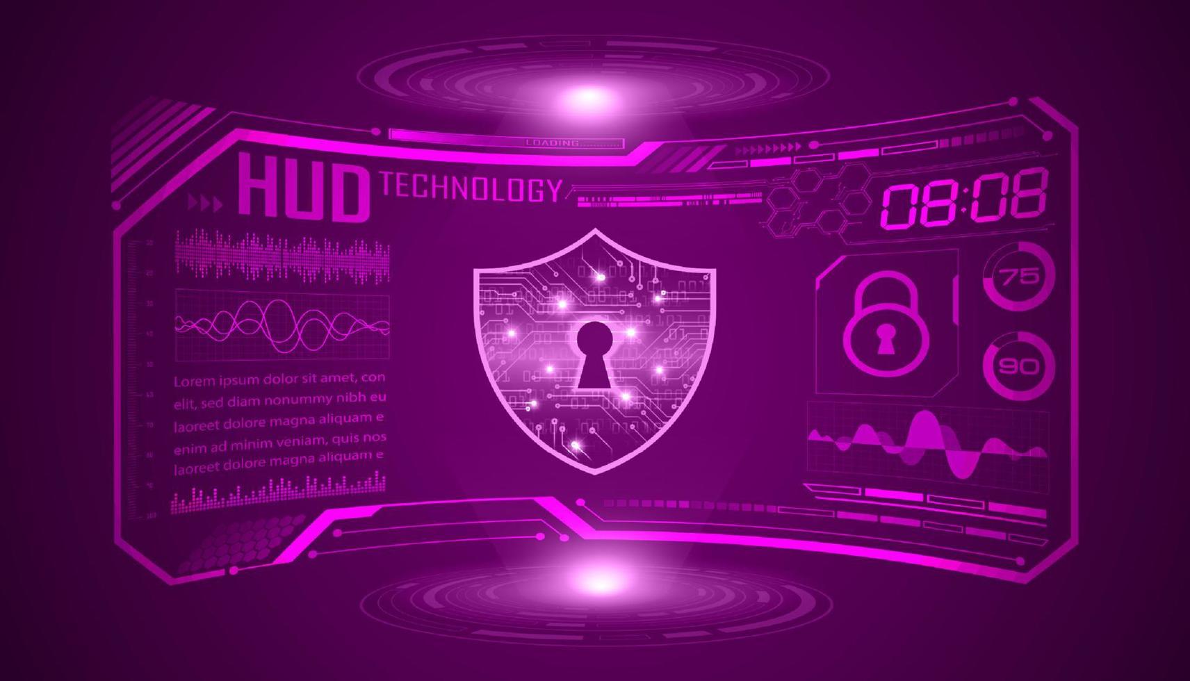 Modern HUD Technology Screen Background with lock vector